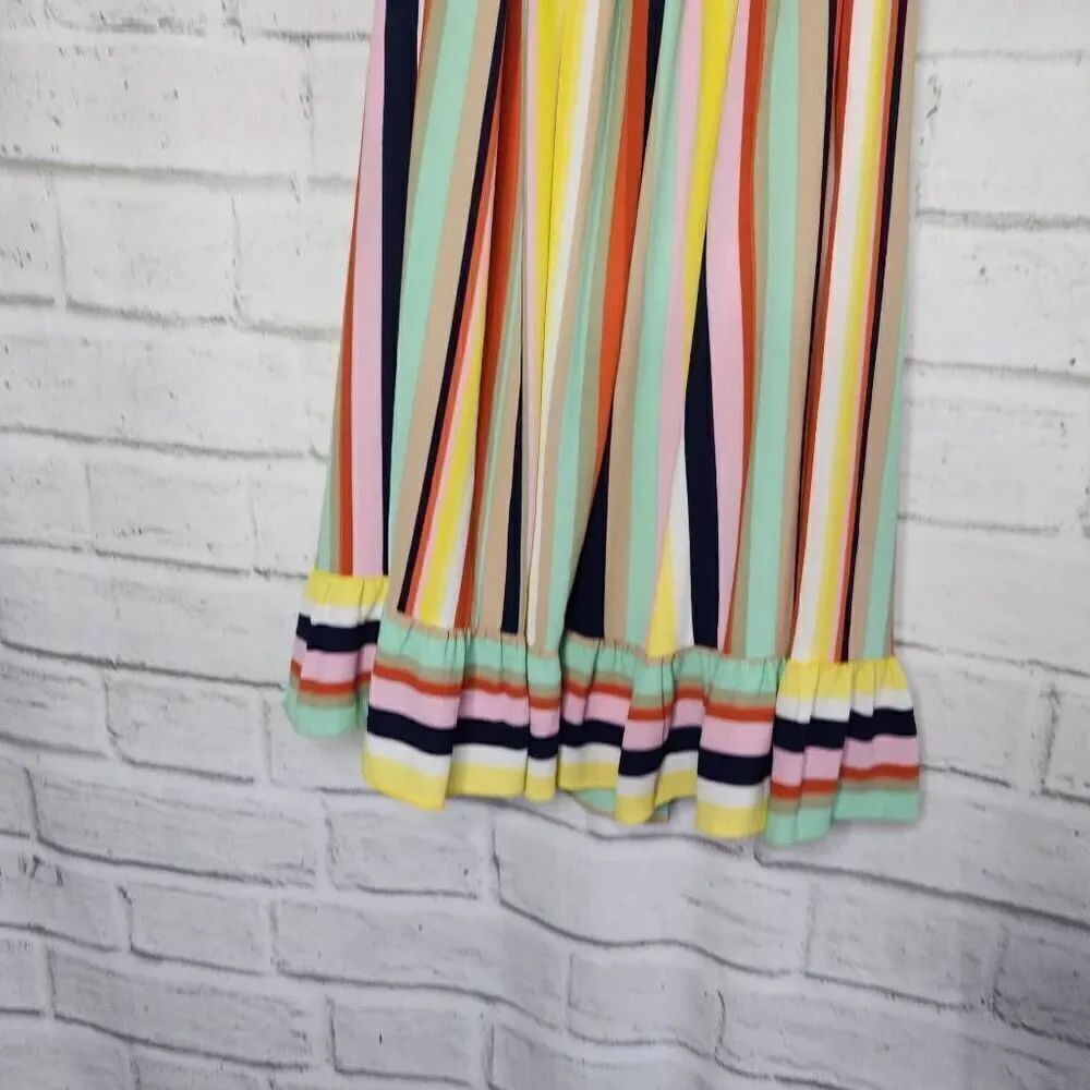 Modcloth Womens Multicolor Frequent Piquant Stripe Ruffle Hem Halter Dress Small - Picture 11 of 15